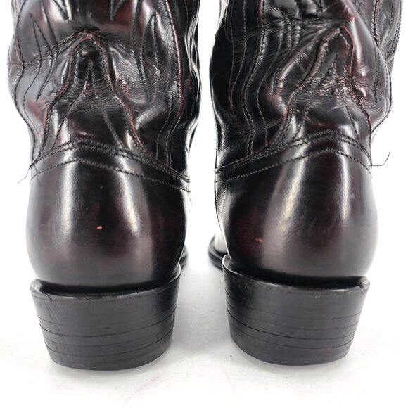 Lucchese Classics Black Cherry Goat Leather Cowboy Boots Mens 10D French Toe - Picture 5 of 14